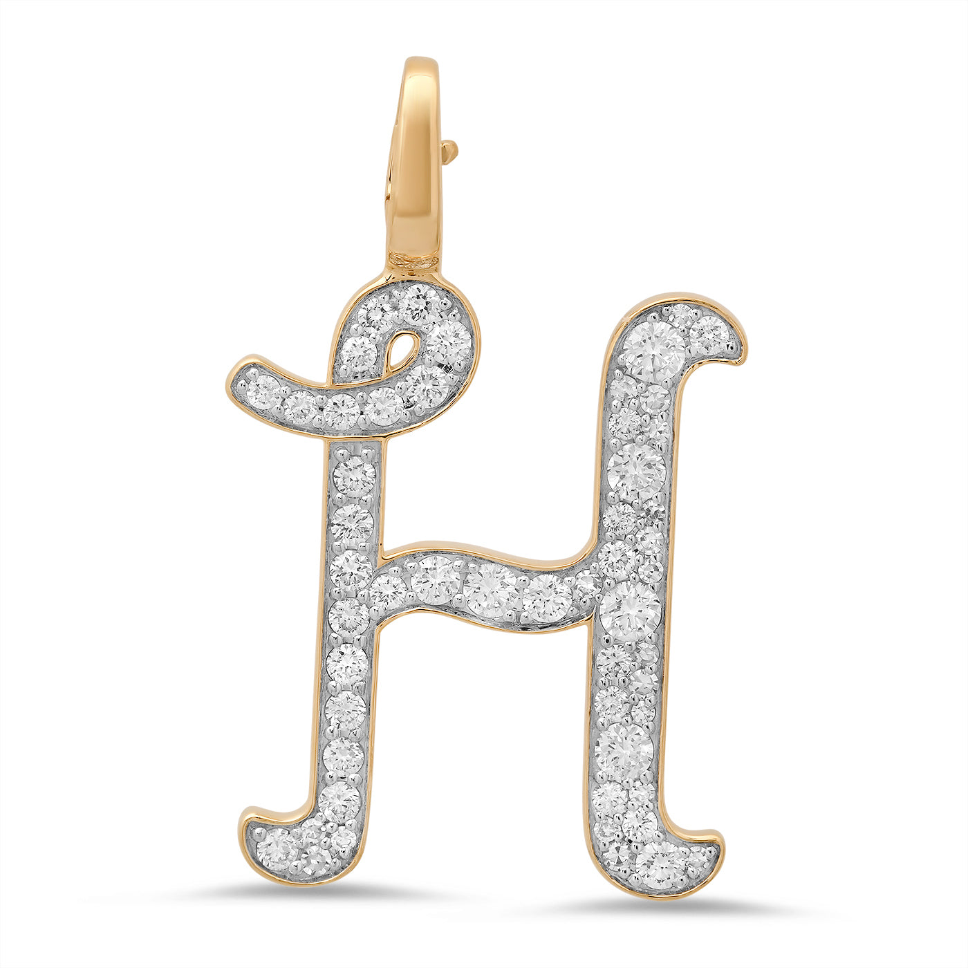 14K Yellow Gold Letter H Pendant