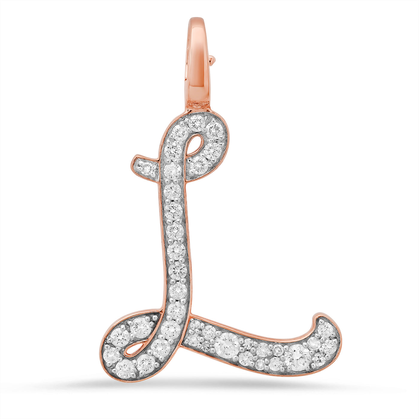 14K Rose Gold Letter L Pendant