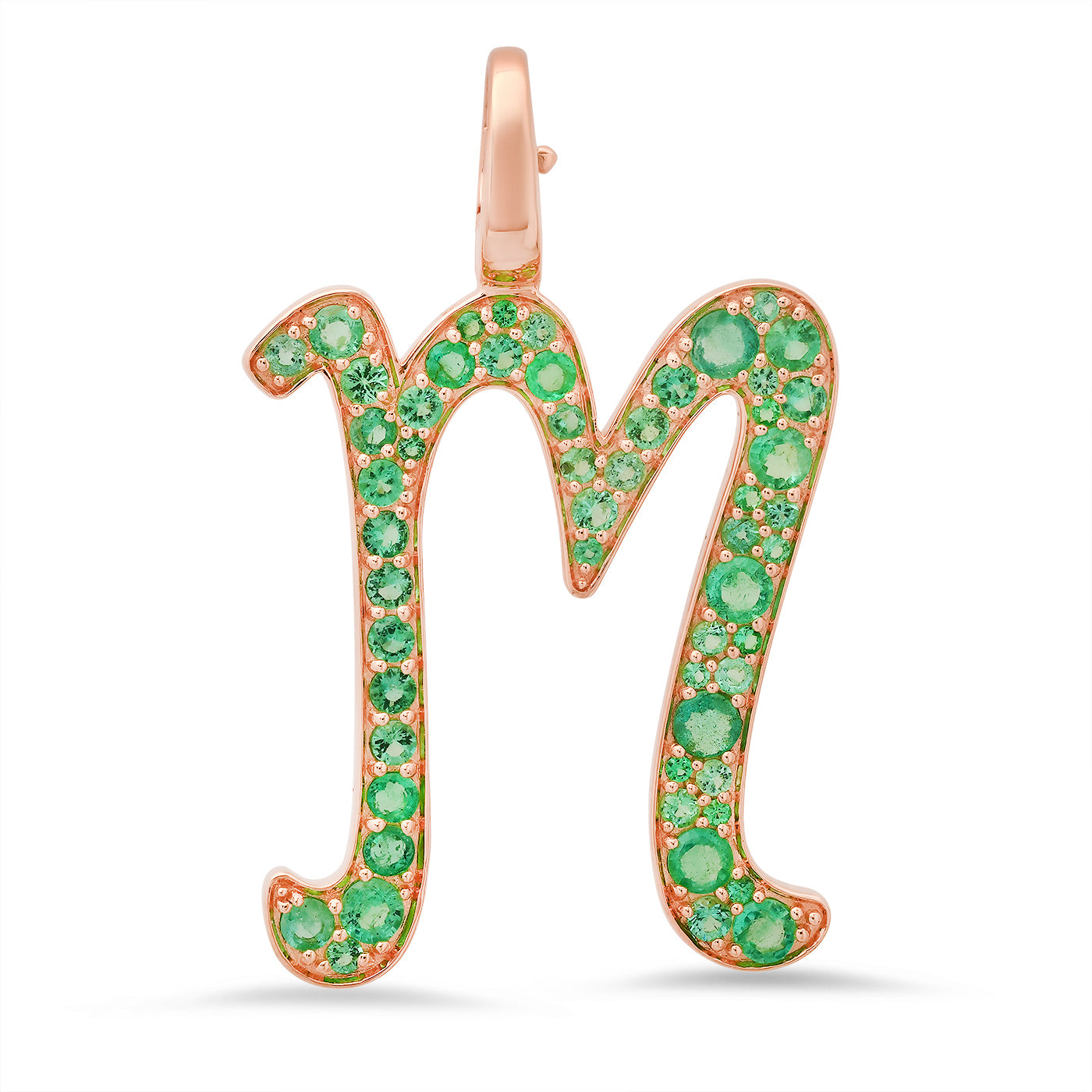 14K Rose Gold Letter M Pendant