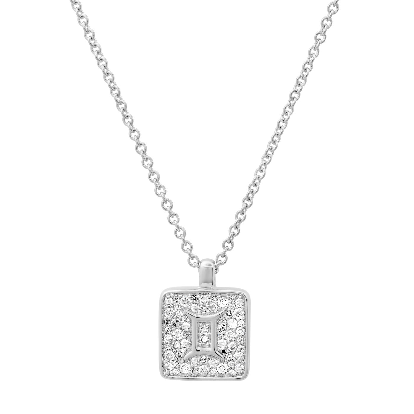 14K White Gold Gemini Necklace