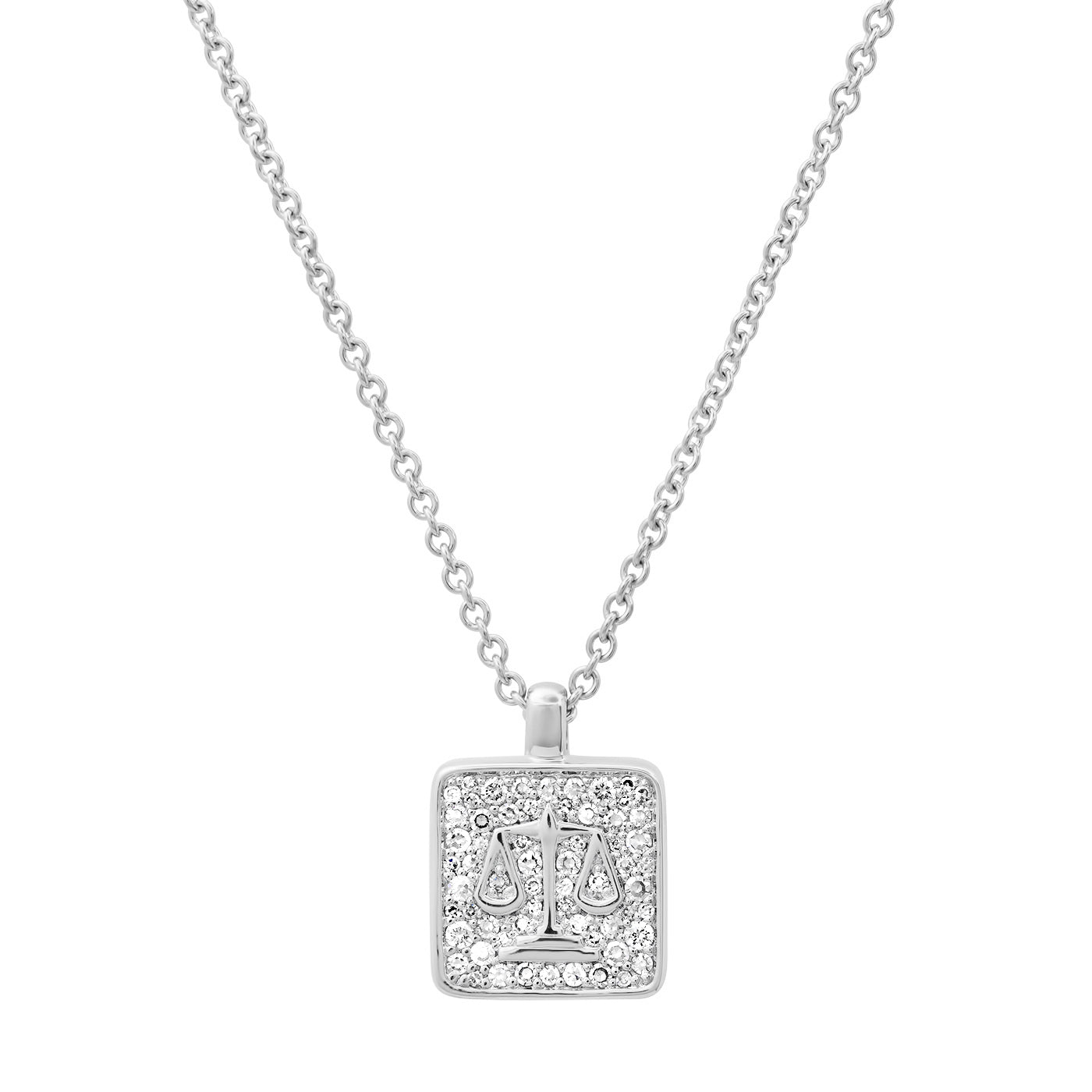 14K White Gold Libra Necklace 