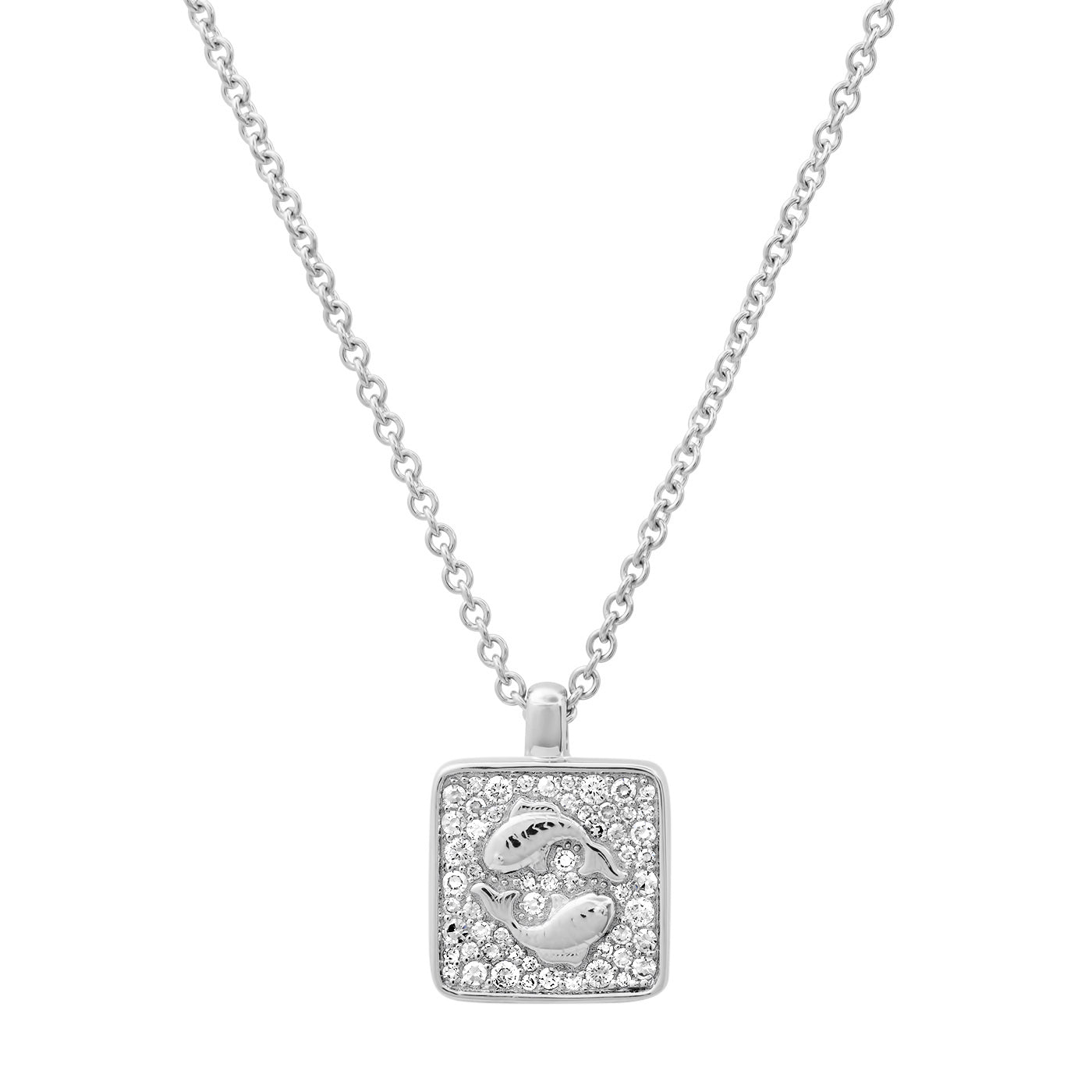 14K White Gold Pisces Necklace