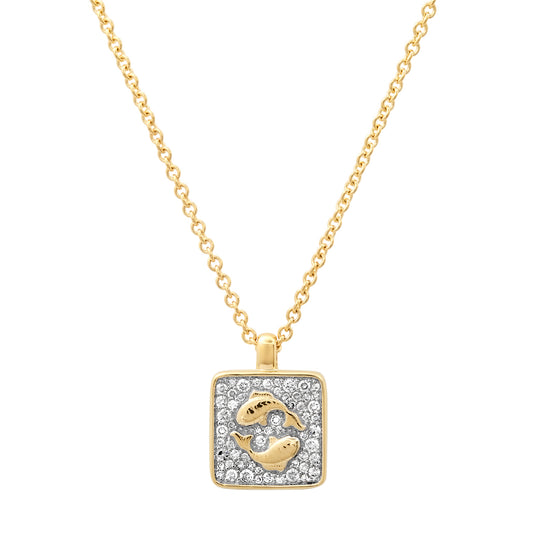 14K Yellow Gold Pisces Necklace
