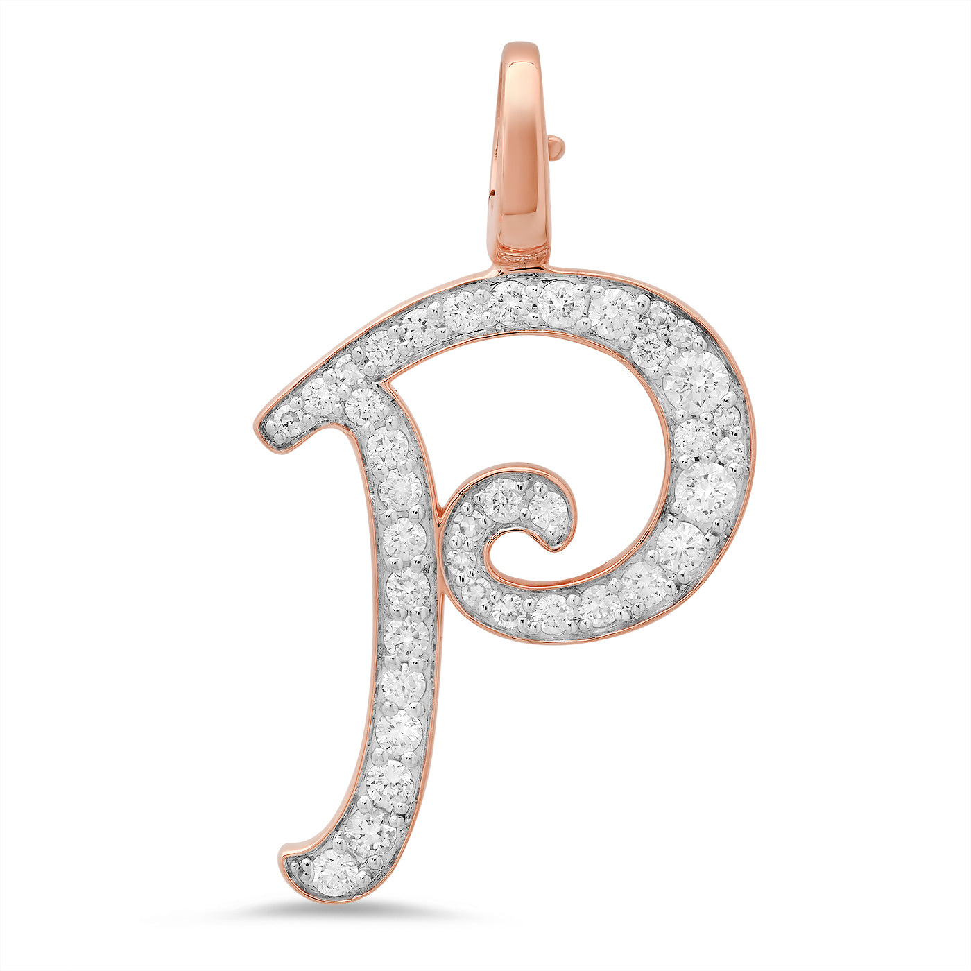 14K Rose Gold Letter P Pendant