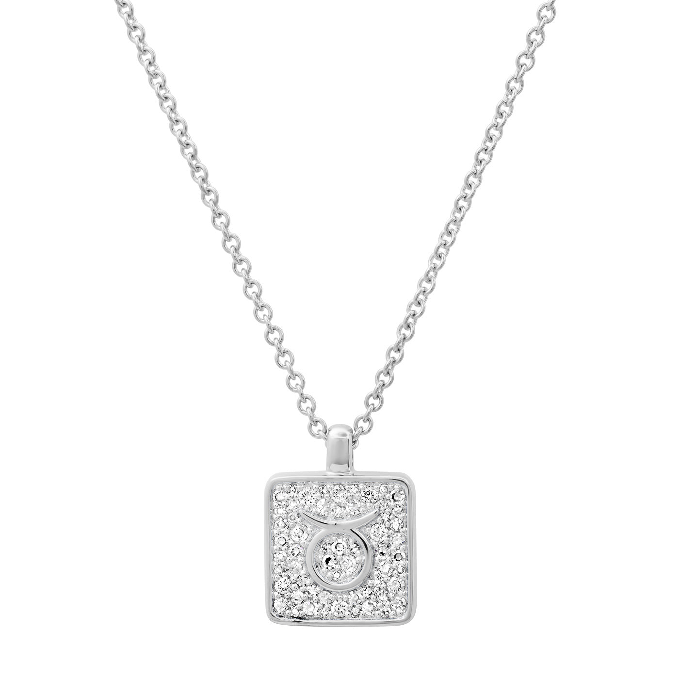 14K White Gold Taurus Necklace