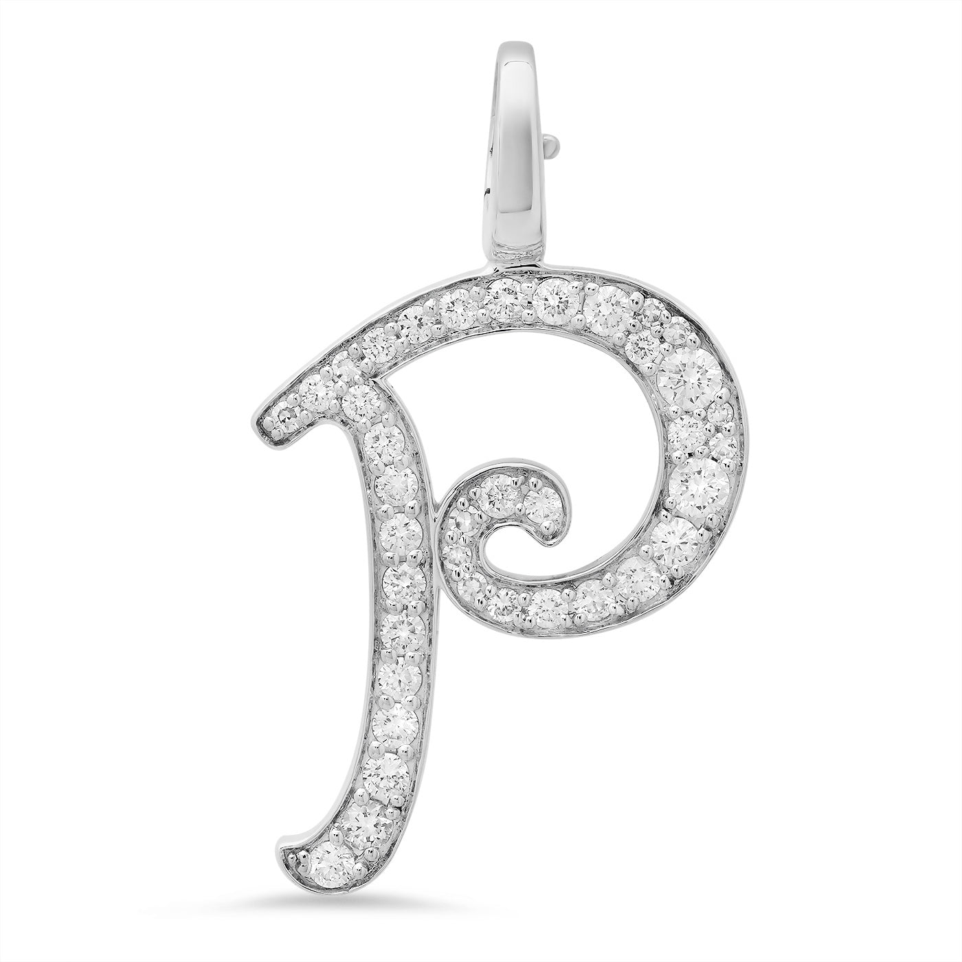 14K White Gold Letter P Pendant