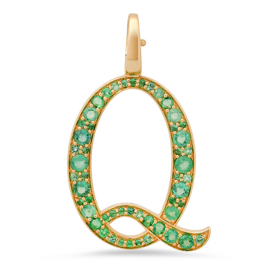 14K Yellow Gold Letter Q Pendant