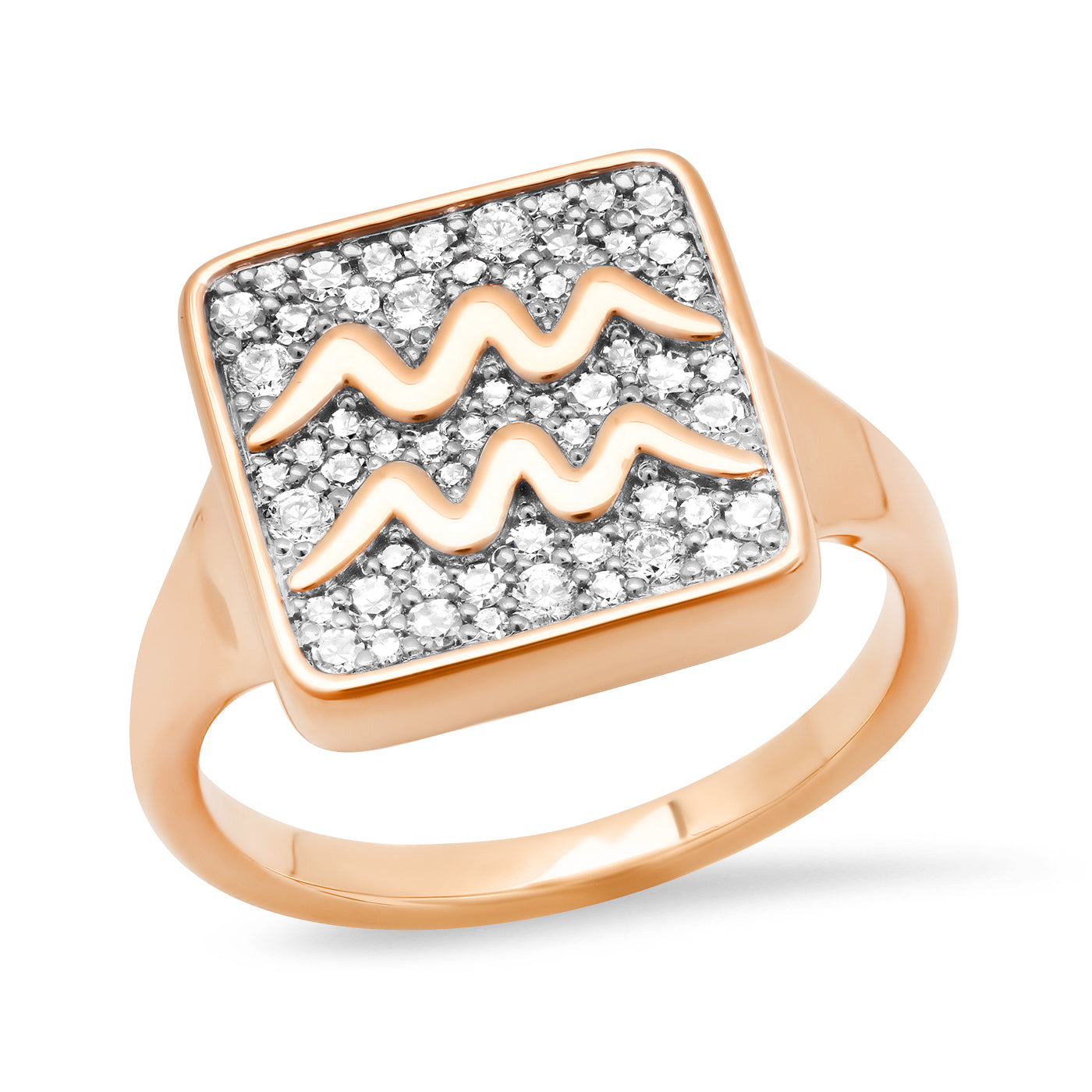 14K Rose Gold Aquarius Ring