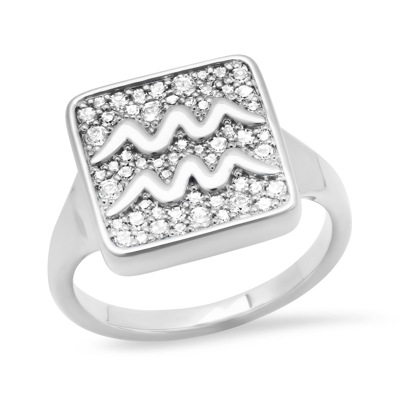 14K White Gold Aquarius Ring