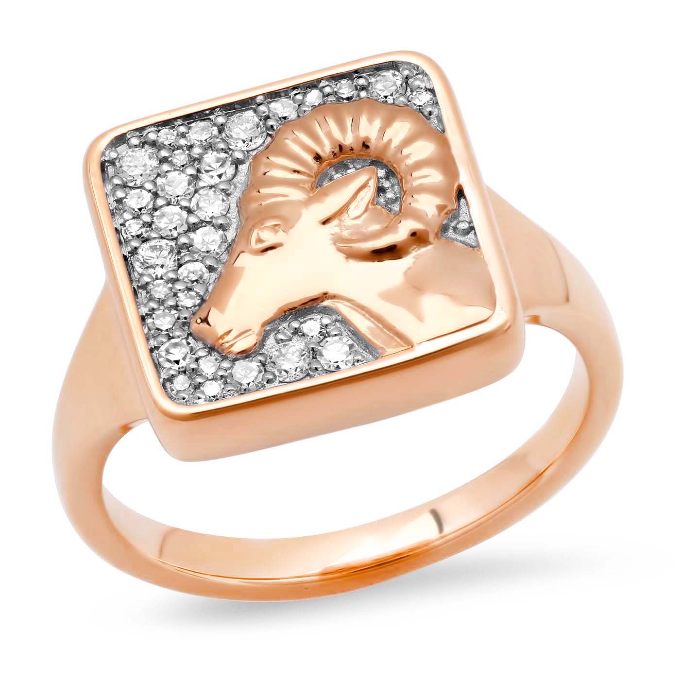 14K Rose Gold Aries Ring