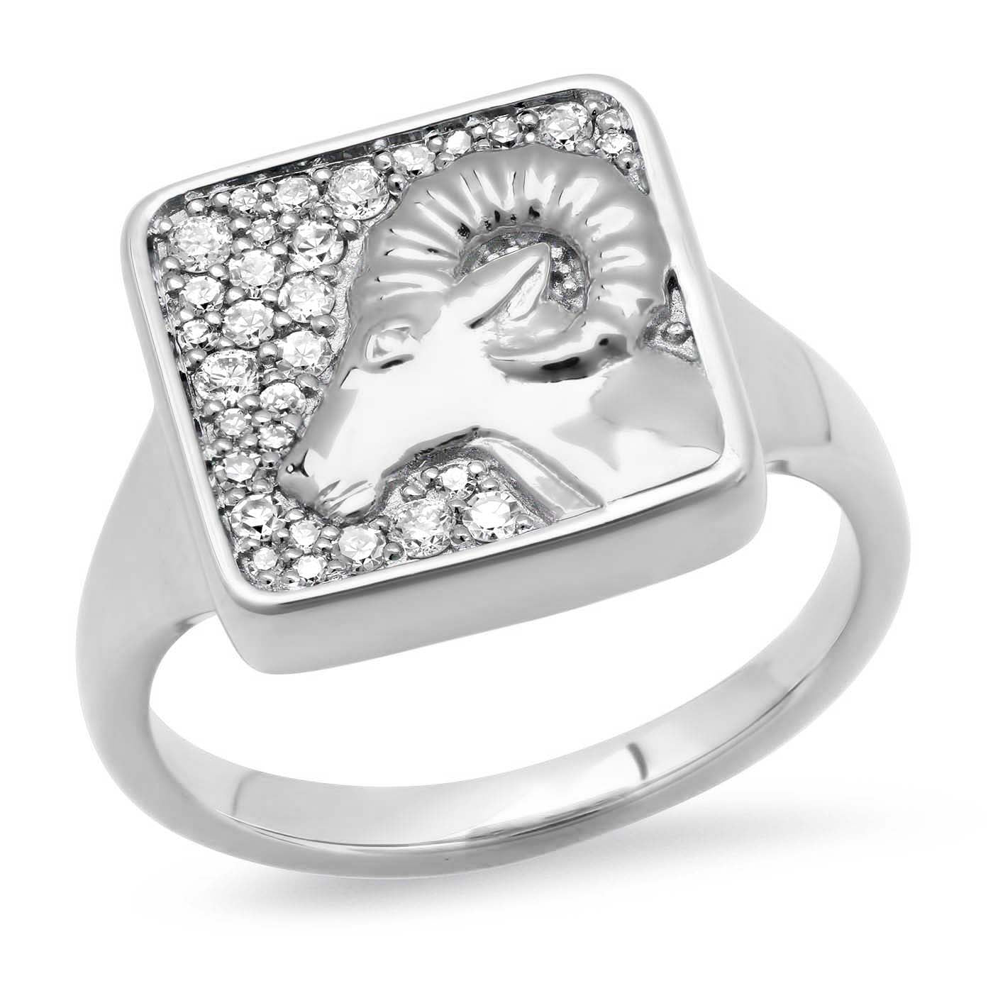 14K White Gold Aries Ring