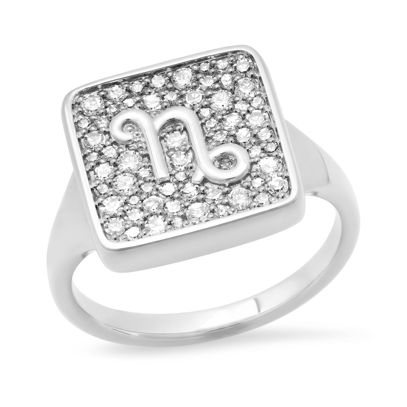 14K White Gold Capricorn Ring 