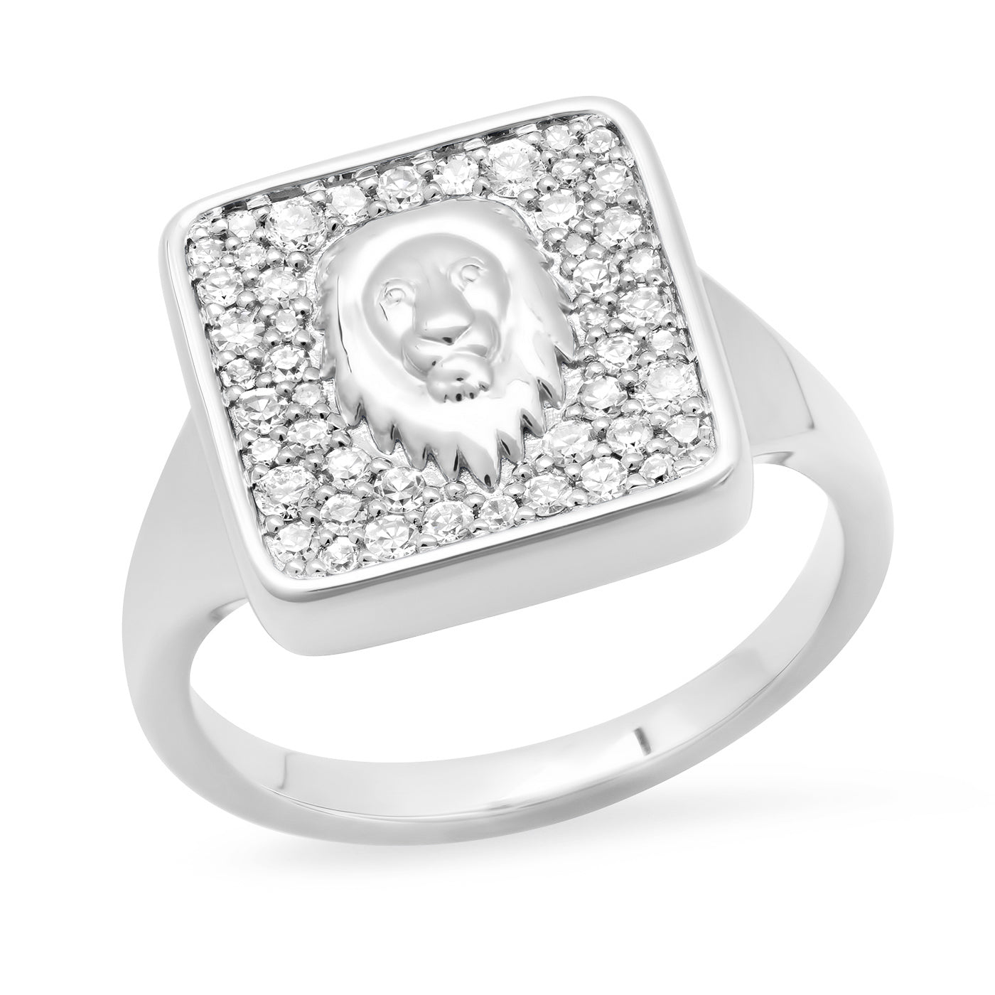 14K White Gold Leo Ring