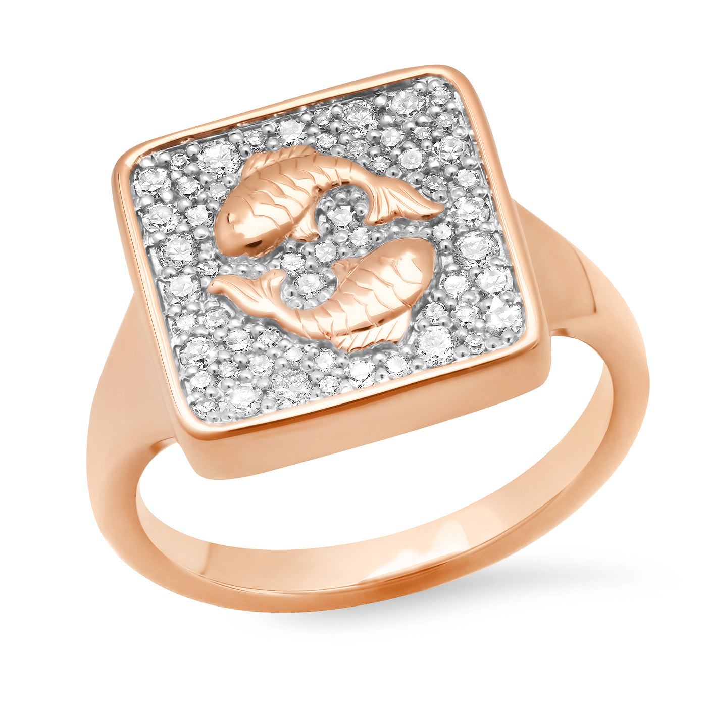 14K Rose Gold Pisces Ring