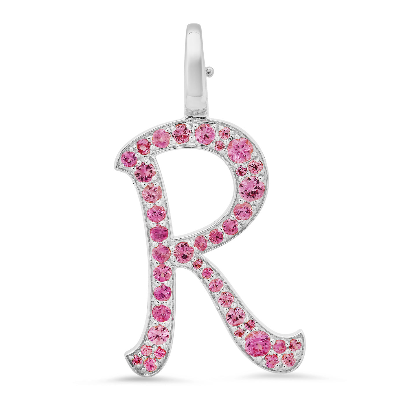 14K White Gold Letter R Pendant