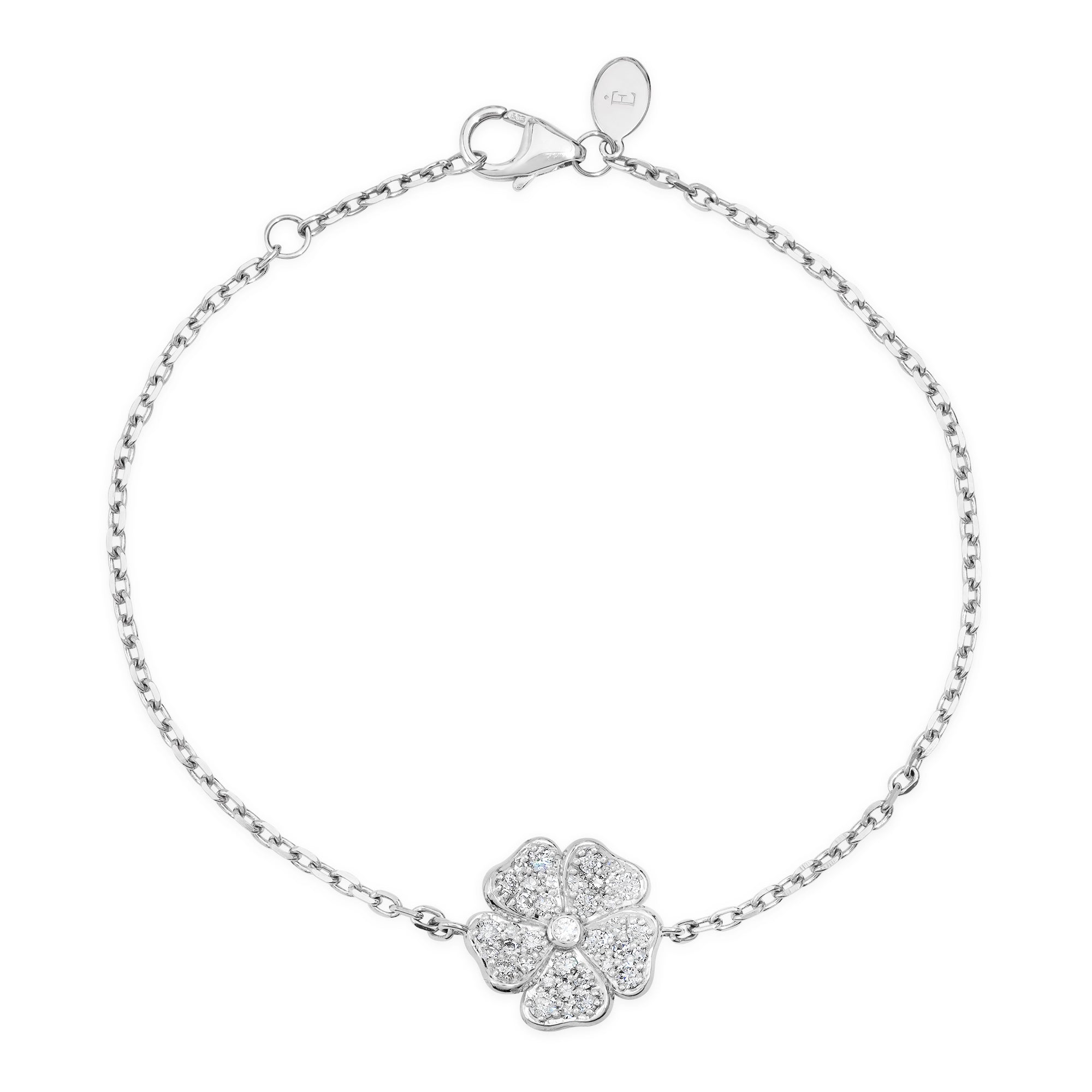 14K White Gold Diamond Wildflower Bracelet