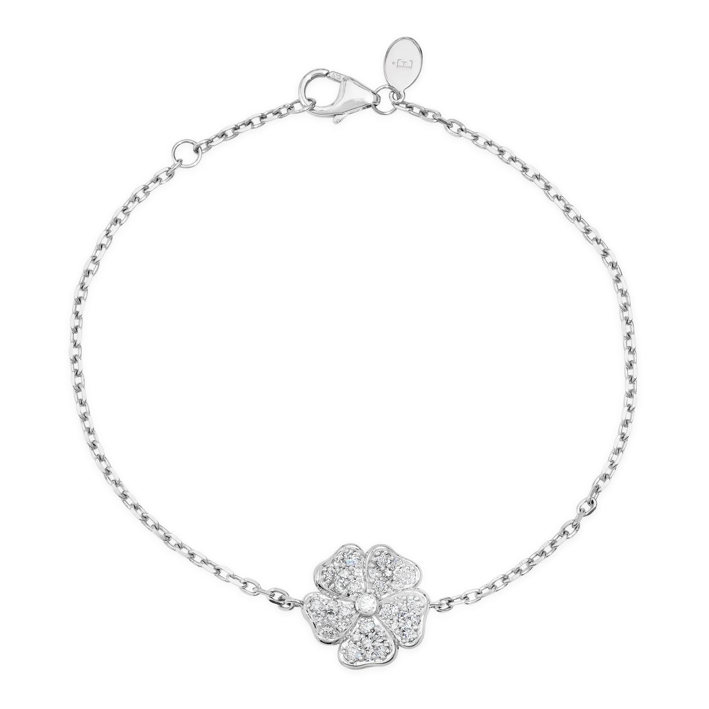 14K White Gold Diamond Wildflower Bracelet