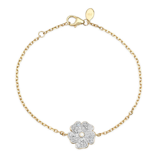 14K Yellow Gold Diamond Wildflower Bracelet