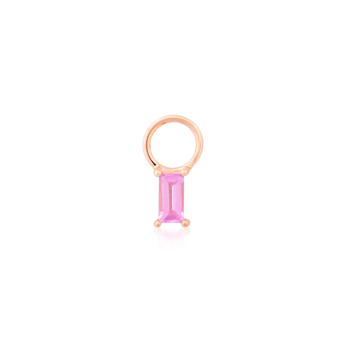 14K Rose Gold Pink Sapphire Baguette Charm