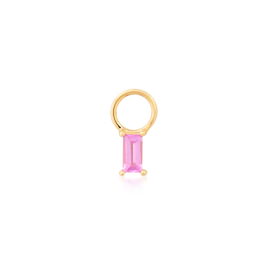 14K Yellow Gold Pink Sapphire Baguette Charm