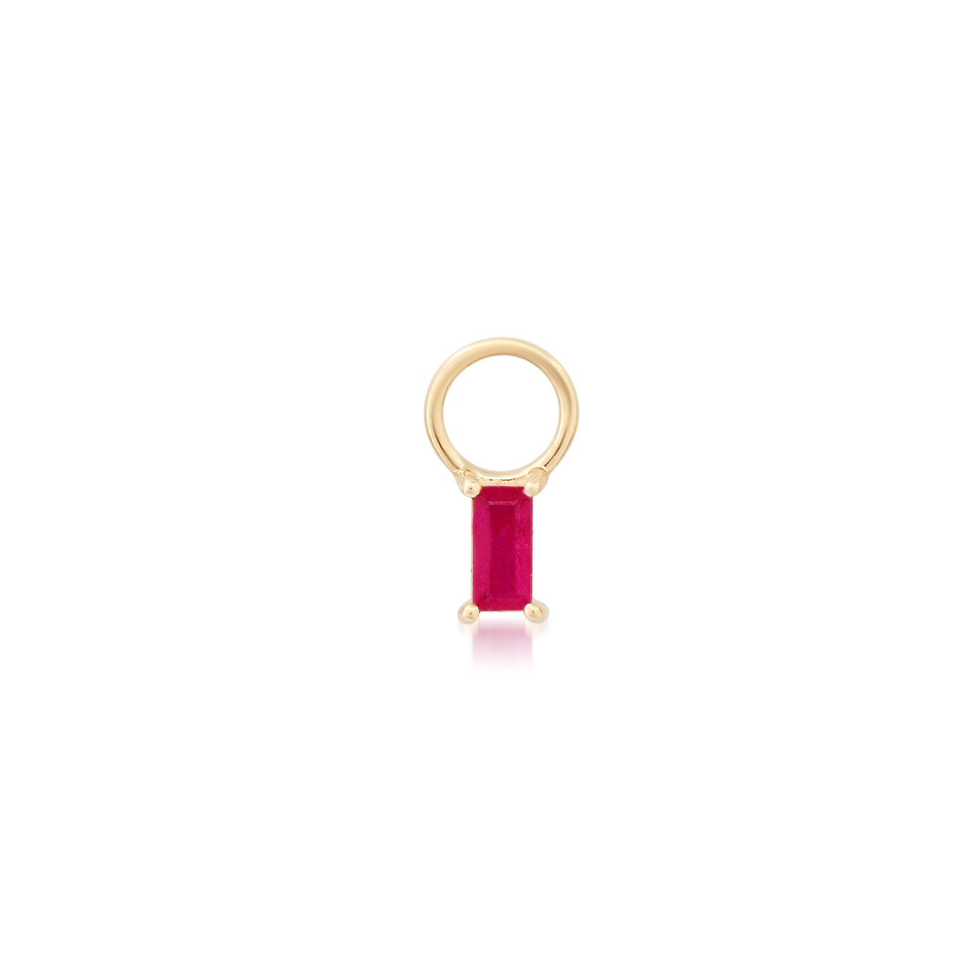 14K Yellow Gold Ruby Baguette Charm