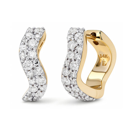 14K Yellow Gold Diamond Form Huggies