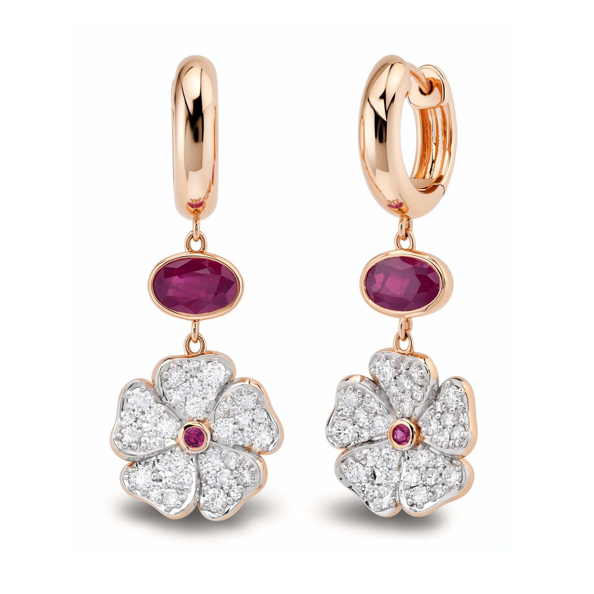 14K Rose Gold Diamond Wildflower Earrings