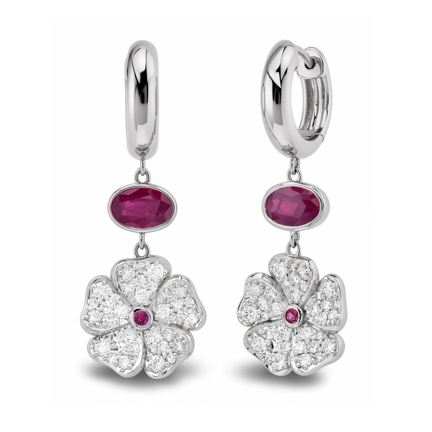 14K White Gold Diamond Wildflower Earrings