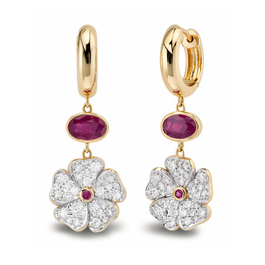 14K Yellow Gold Diamond Wildflower Earrings