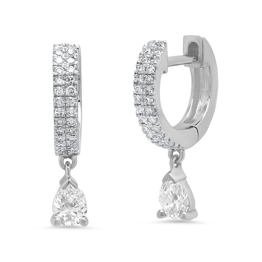 Diamond Huggies with Diamond Tear Drop