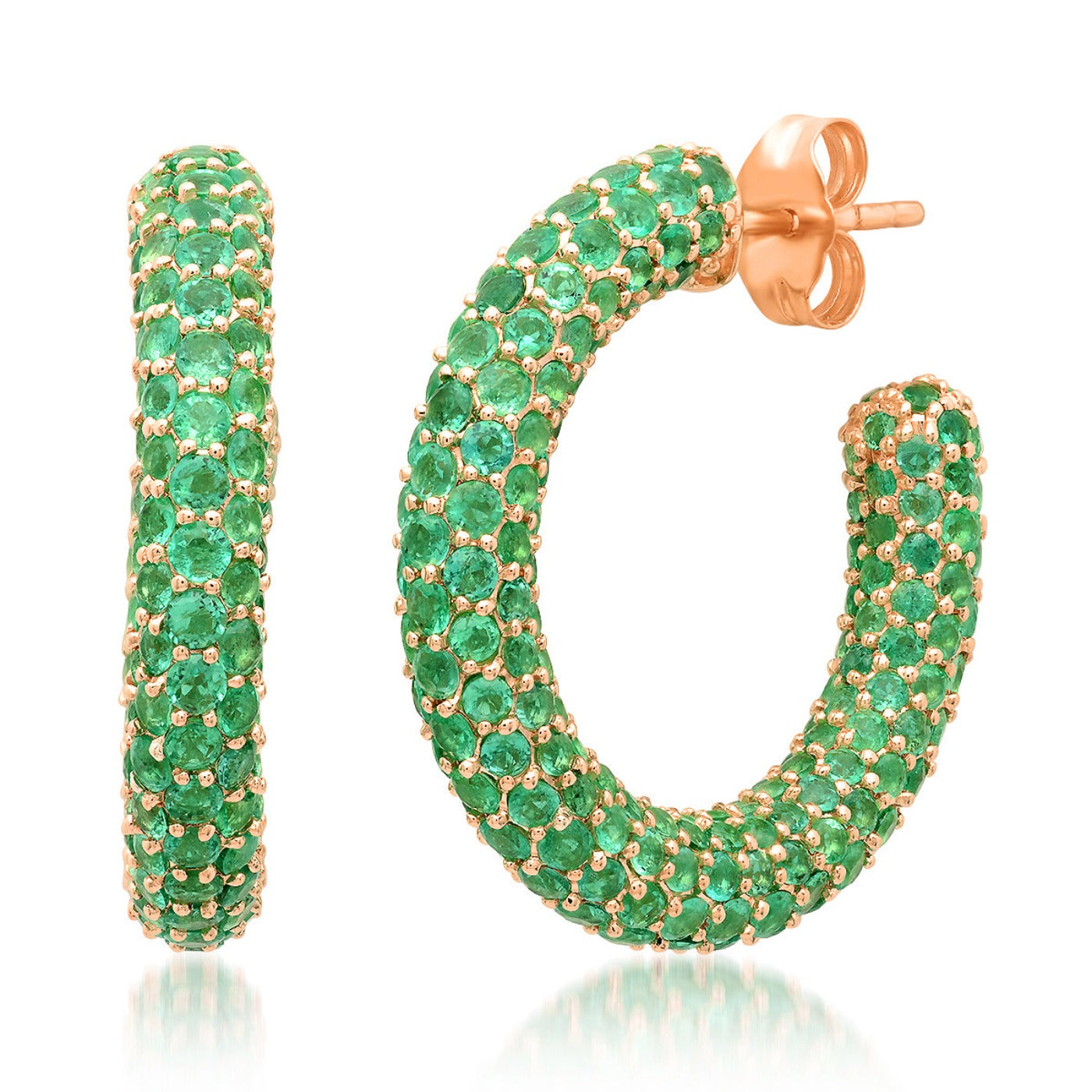 14K Rose Gold Emerald Party Hoops
