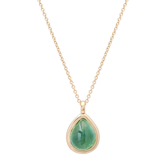 Deep Green Tourmaline Cabochon Necklace