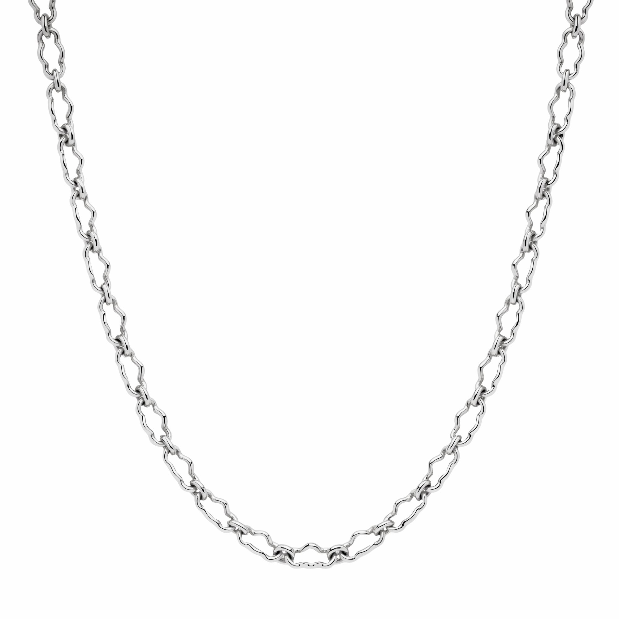14K White Gold Mini Mixed Link Necklace