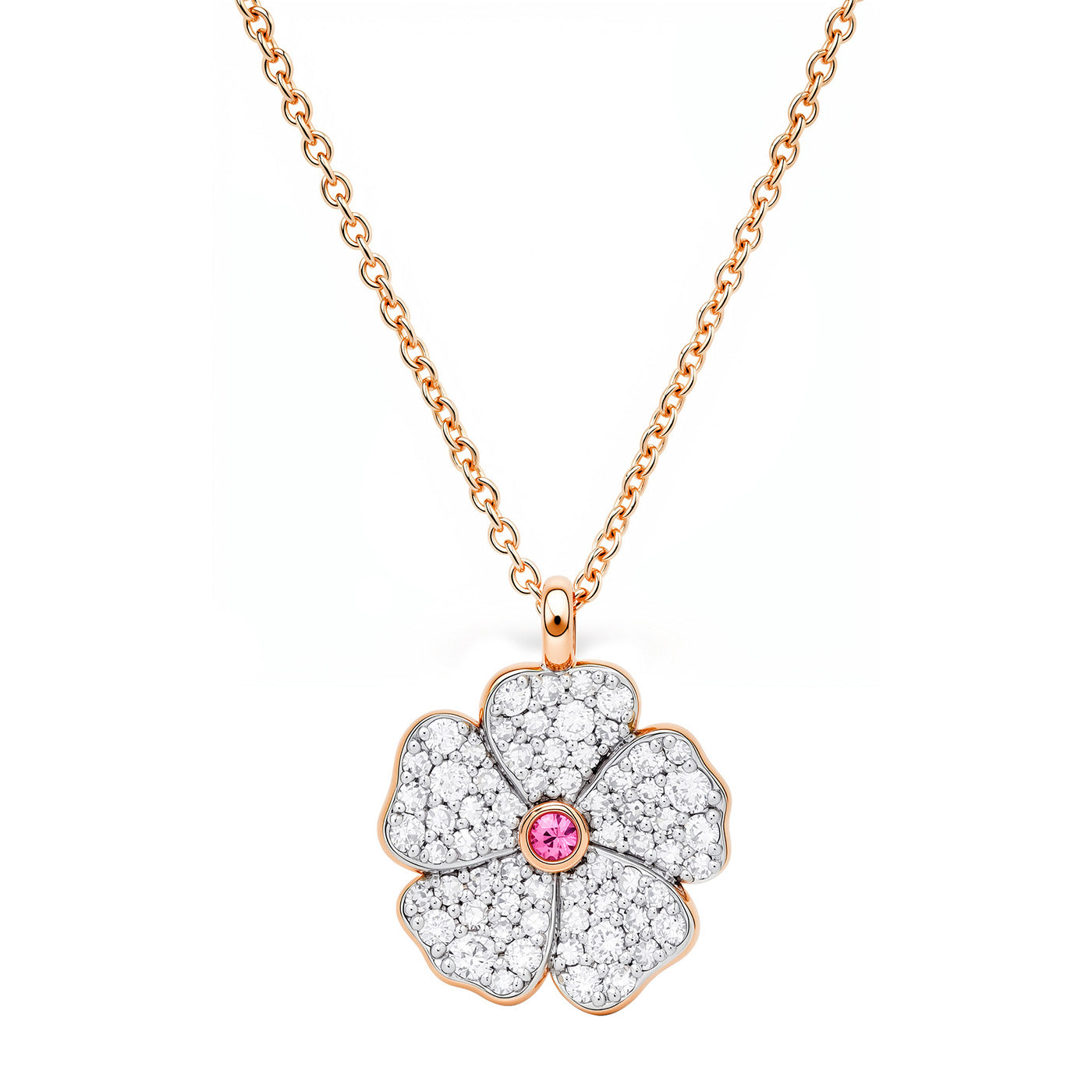 14k Rose Gold Mini Diamond Wildflower Necklace