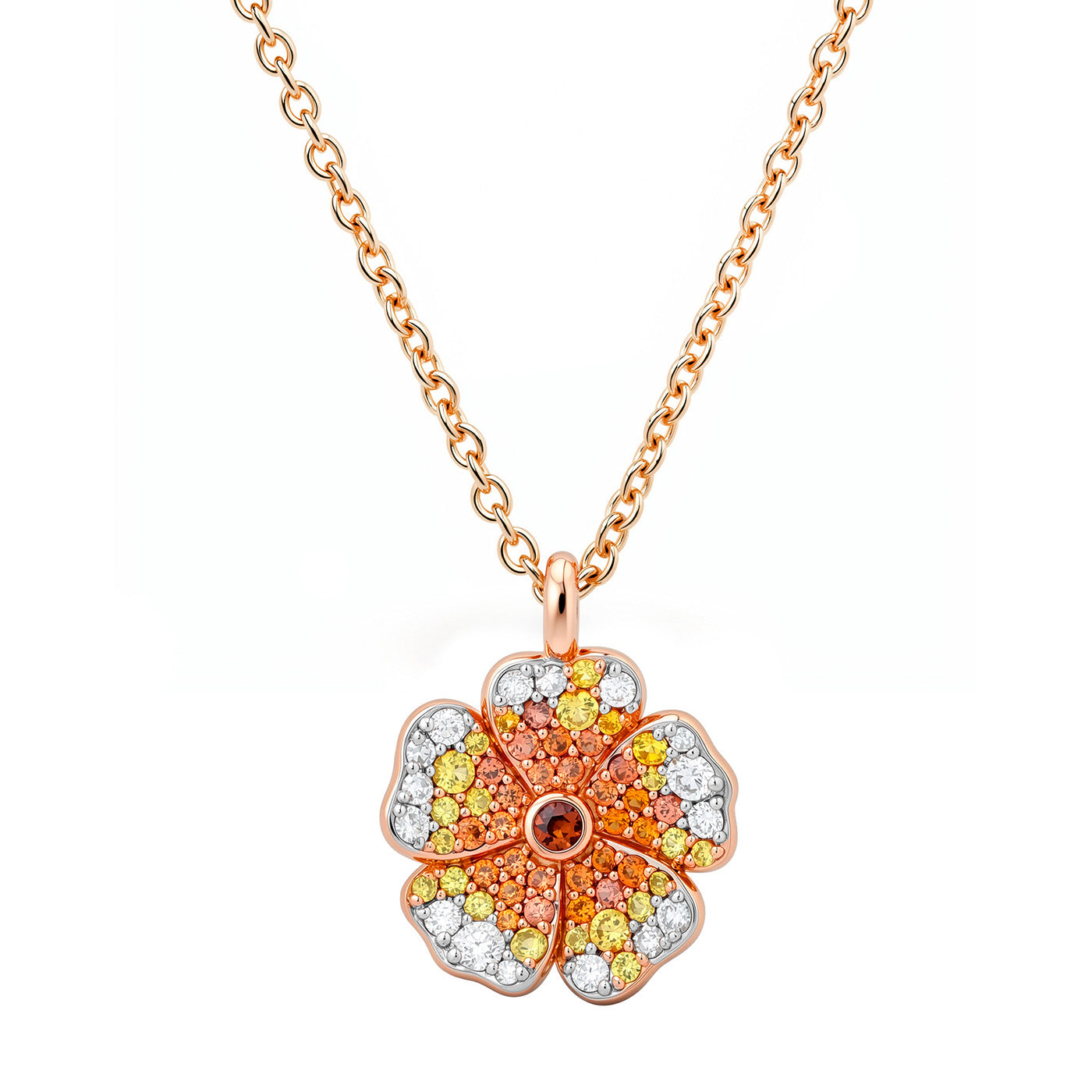 14k Rose Gold Mini Yellow Sapphire and Diamond Wildflower Necklace