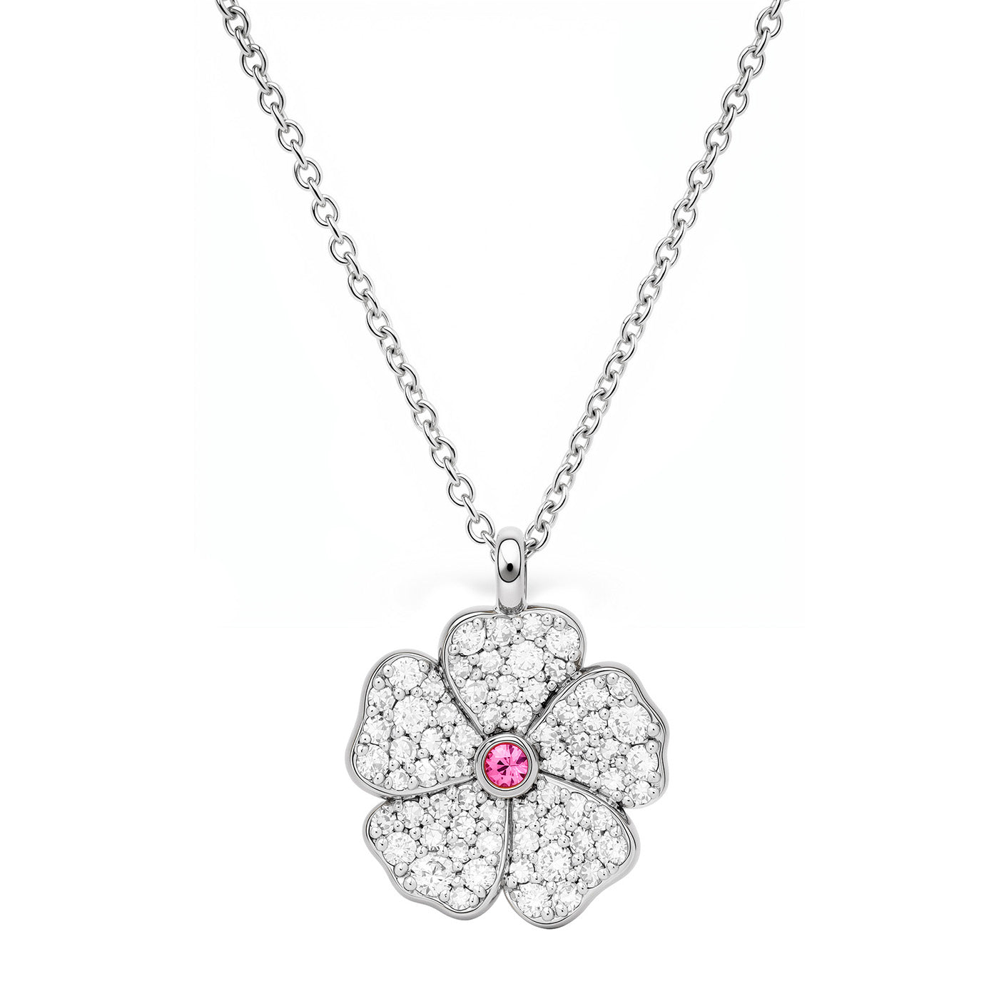 14k White Gold Mini Diamond Wildflower Necklace