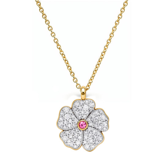 14k Yellow Gold Mini Diamond Wildflower Necklace