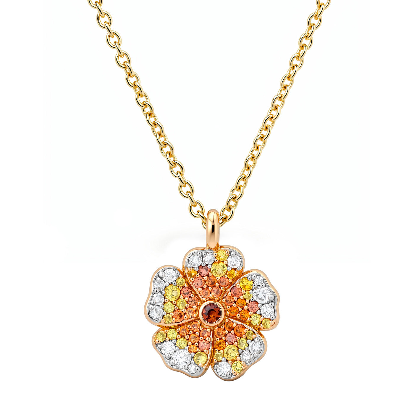 14k Yellow Gold Mini Yellow Sapphire and Diamond Wildflower Necklace