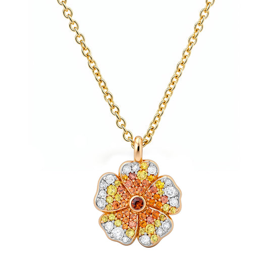 14k Yellow Gold Mini Yellow Sapphire and Diamond Wildflower Necklace