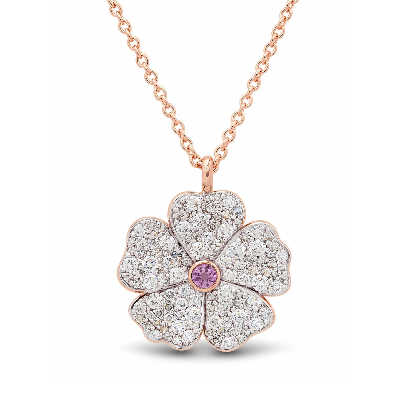 14K Rose Gold Diamond Wildflower Necklace