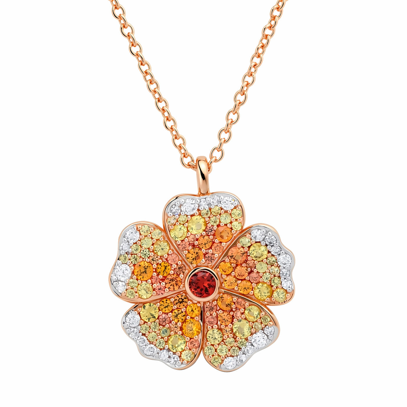 14K Rose Gold Yellow Sapphire and Diamond Wildflower Necklace