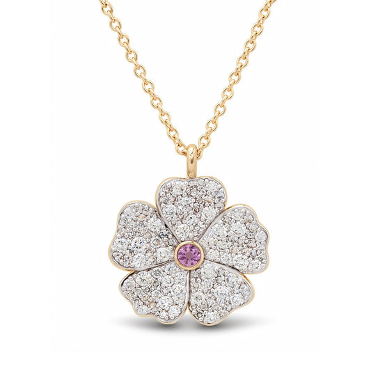 14K Yellow Gold Diamond Wildflower Necklace