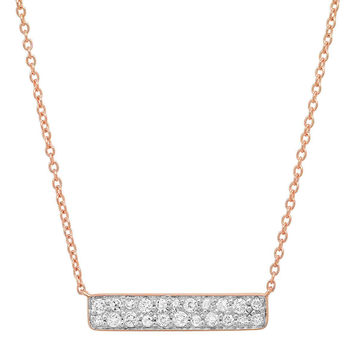 14K Rose Gold Diamond Staple Necklace