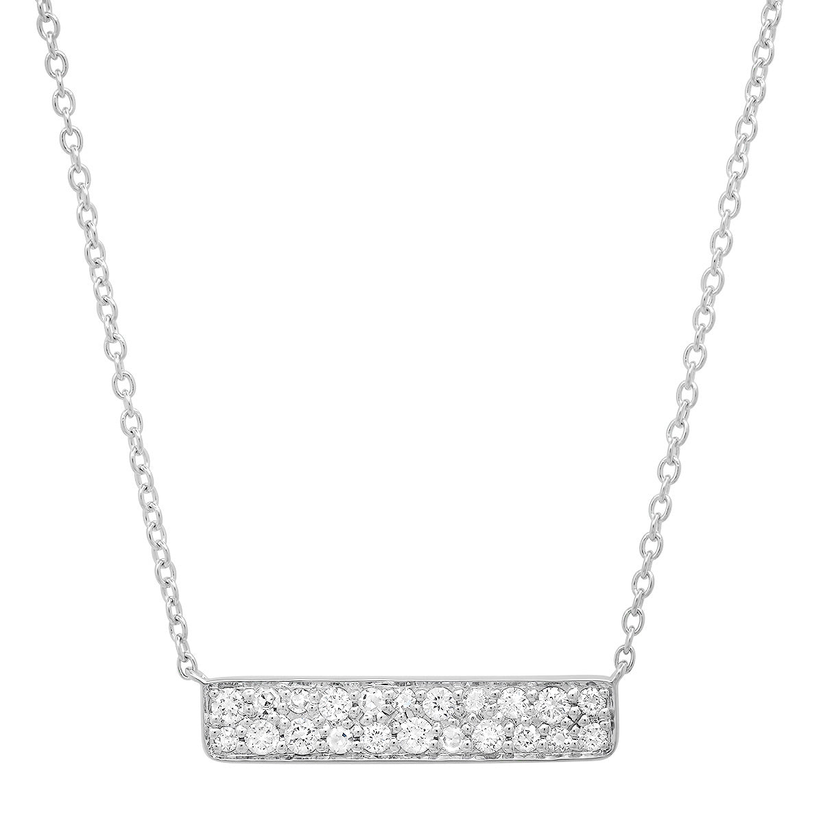 14K White Gold Diamond Staple Necklace