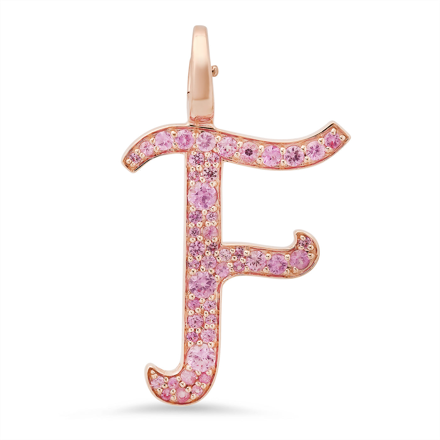 14K Rose Gold Letter F Pendant