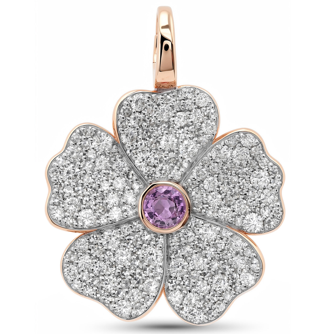 14k Rose Gold Diamond Wildflower Pendant