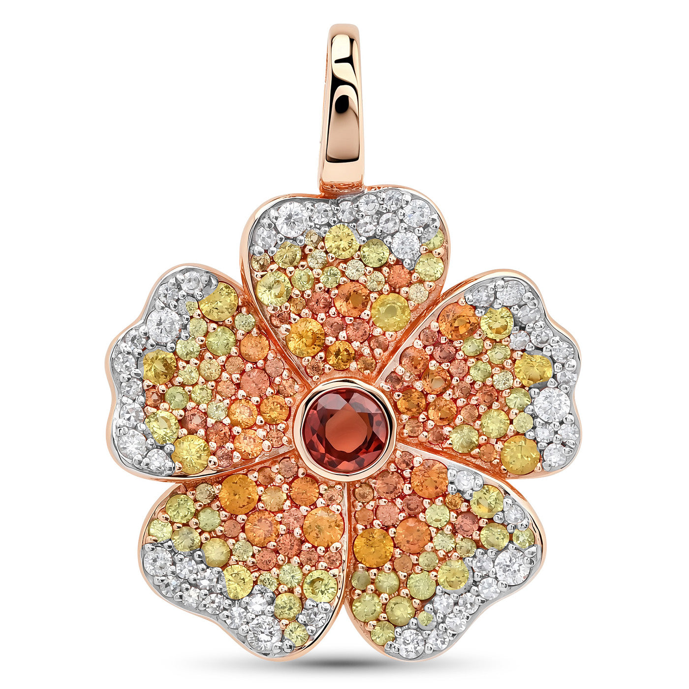 14k Rose Gold Yellow Sapphire and Diamond Wildflower Pendant