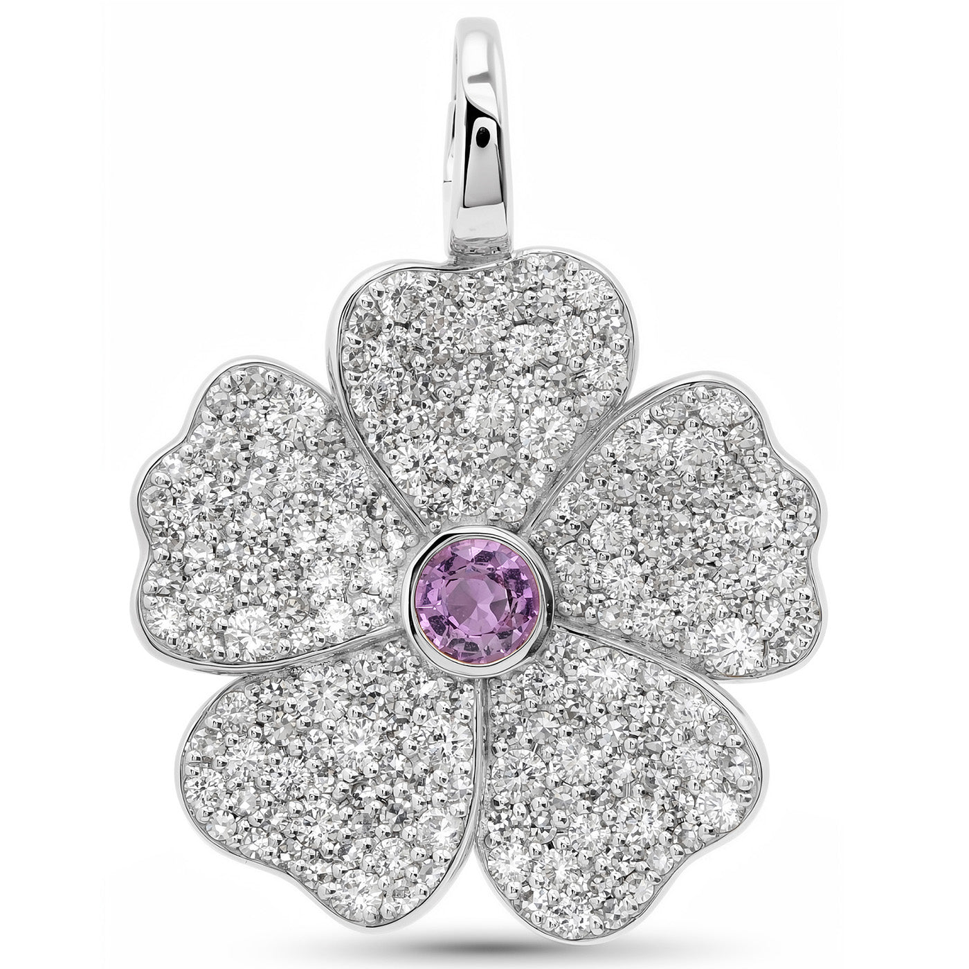 14k White Gold Diamond Wildflower Pendant