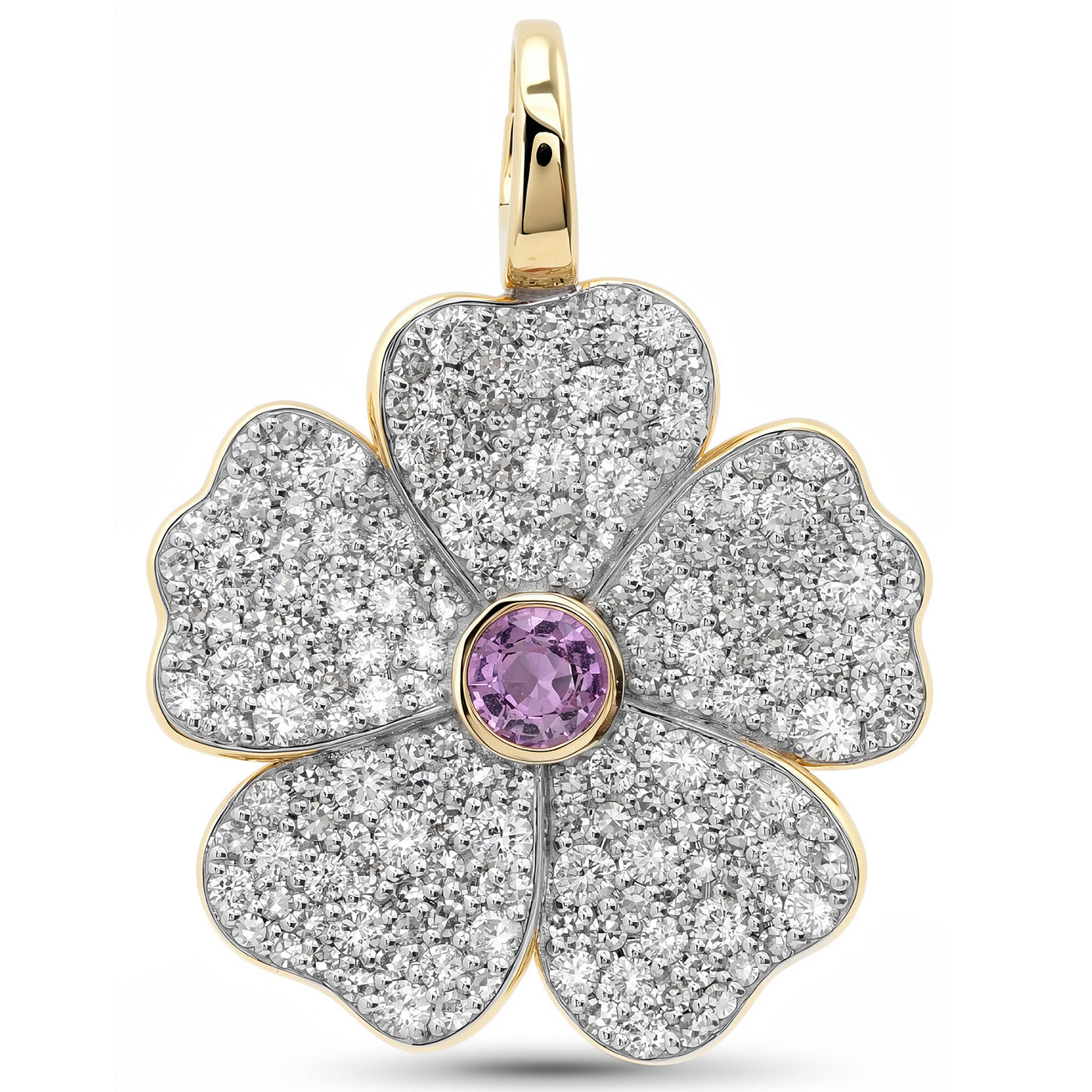 14k Yellow Gold Diamond Wildflower Pendant
