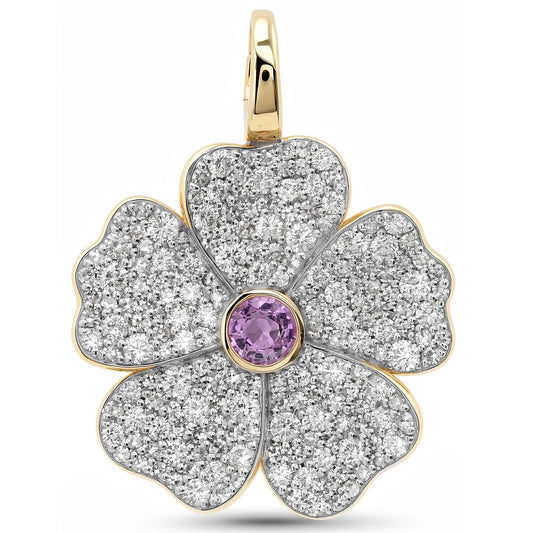 14k Yellow Gold Diamond Wildflower Pendant